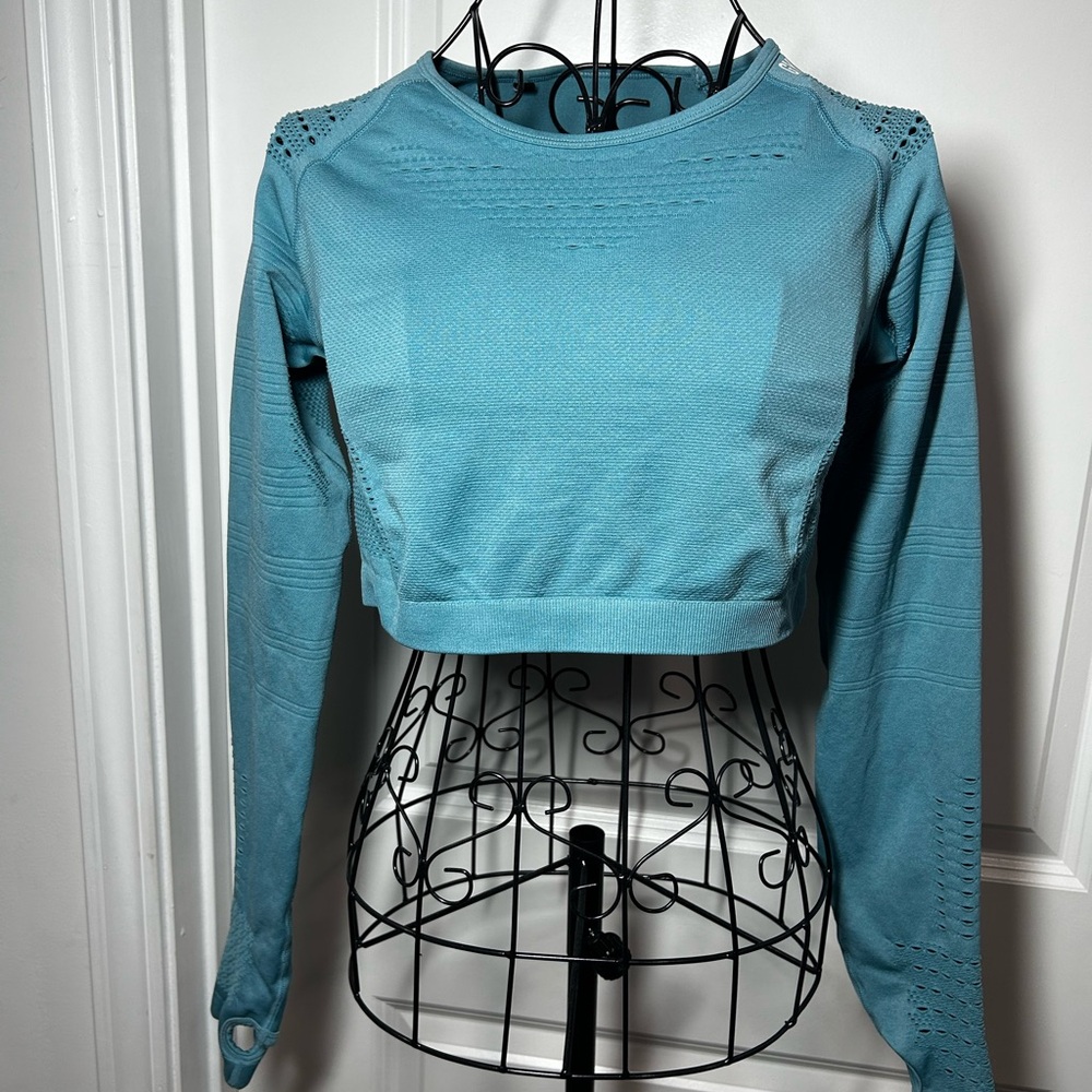Gymshark Turquoise Long Sleeve‎ Crop Top